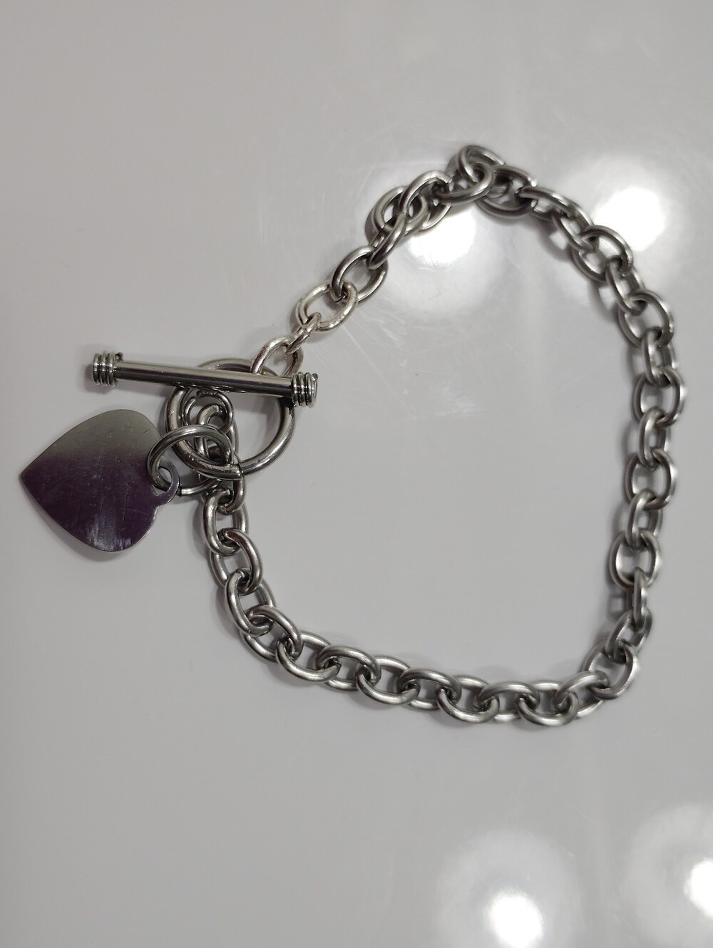 Silver Heart Toggle Bracelet